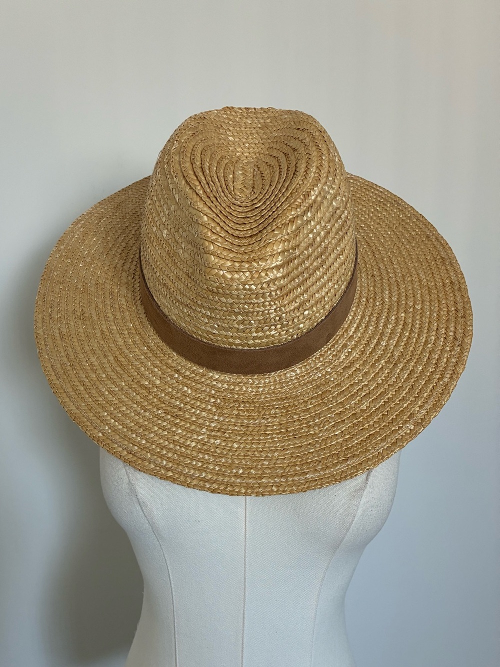 GIGI PIP Isla Straw Fedora Sun Hat with Brown Suede Band Adjustable